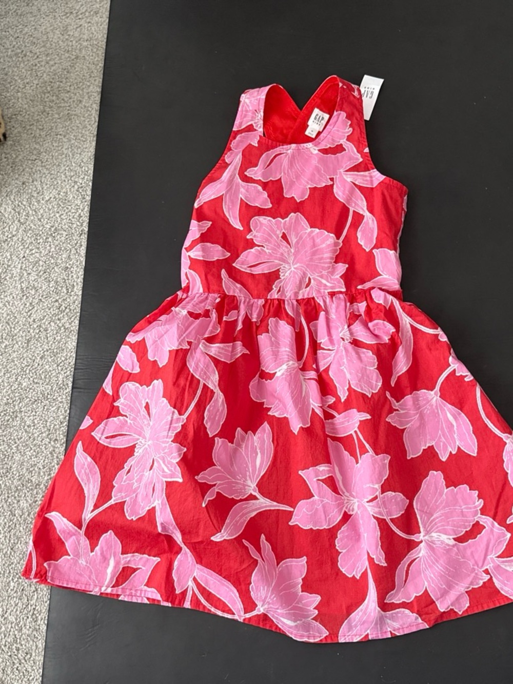 GAP Red Dress with Pink Floral Pattern - Kids Casual